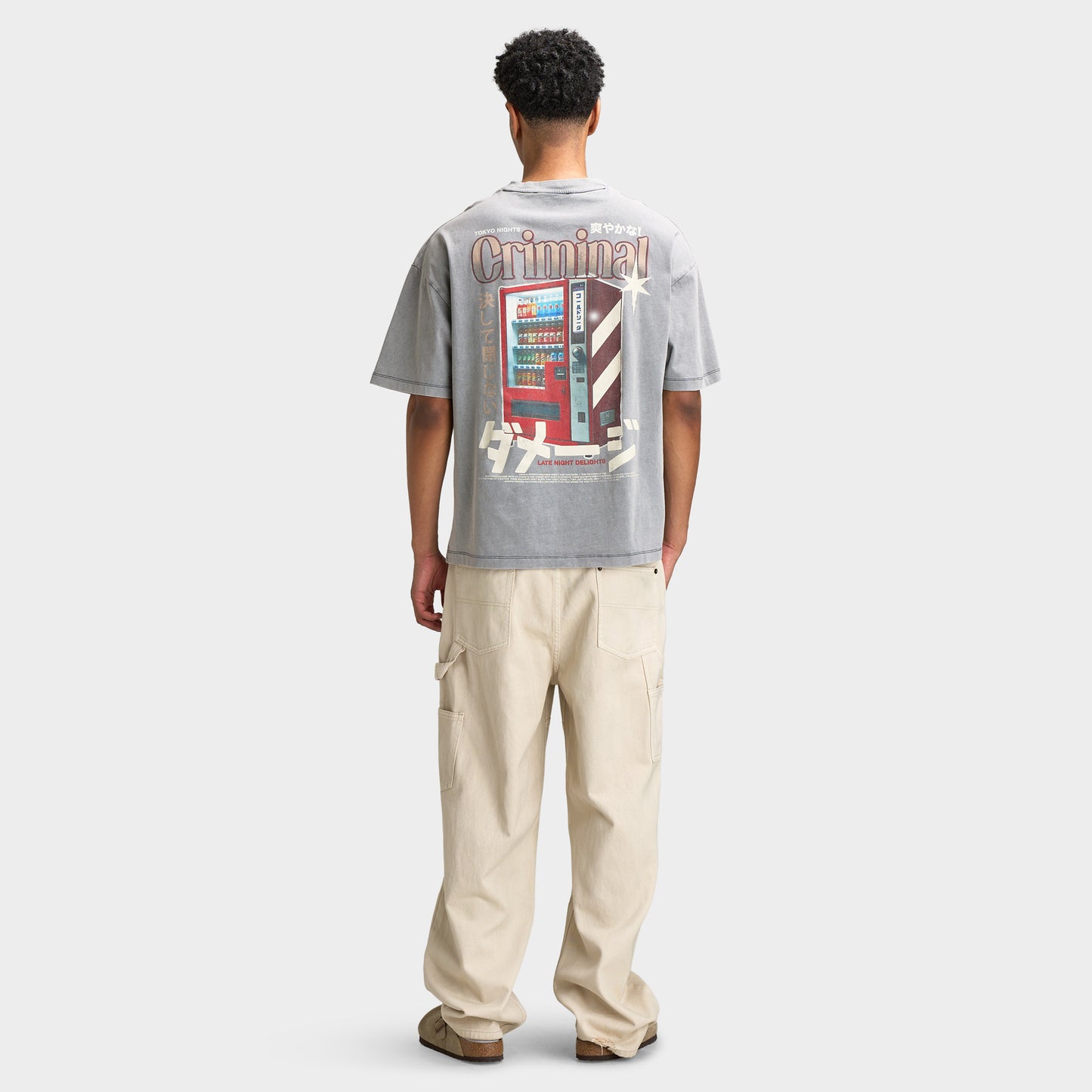 Criminal Damage Mens' Vending T-Shirt / Washed Grey