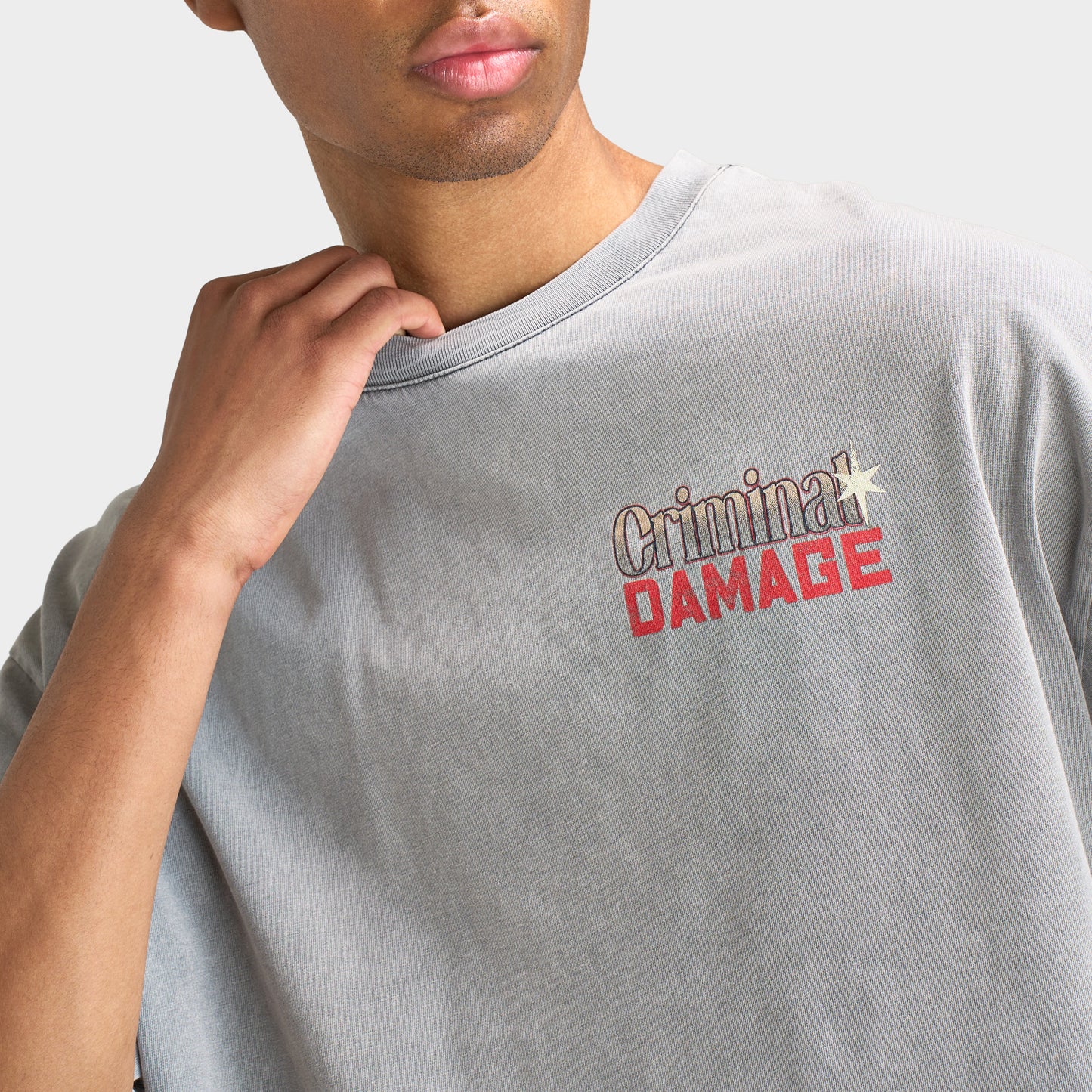 Criminal Damage Mens' Vending T-Shirt / Washed Grey