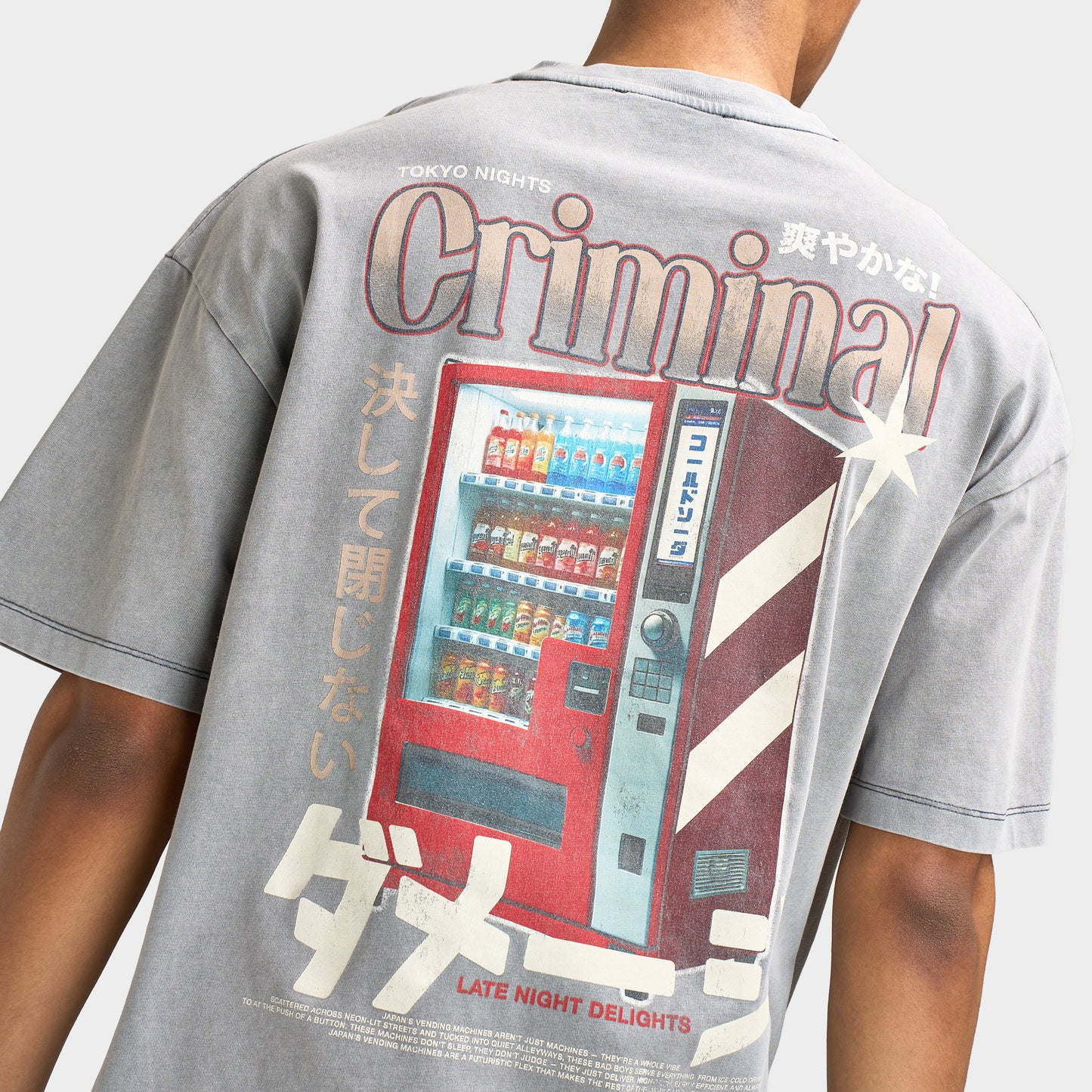 Criminal Damage Mens' Vending T-Shirt / Washed Grey