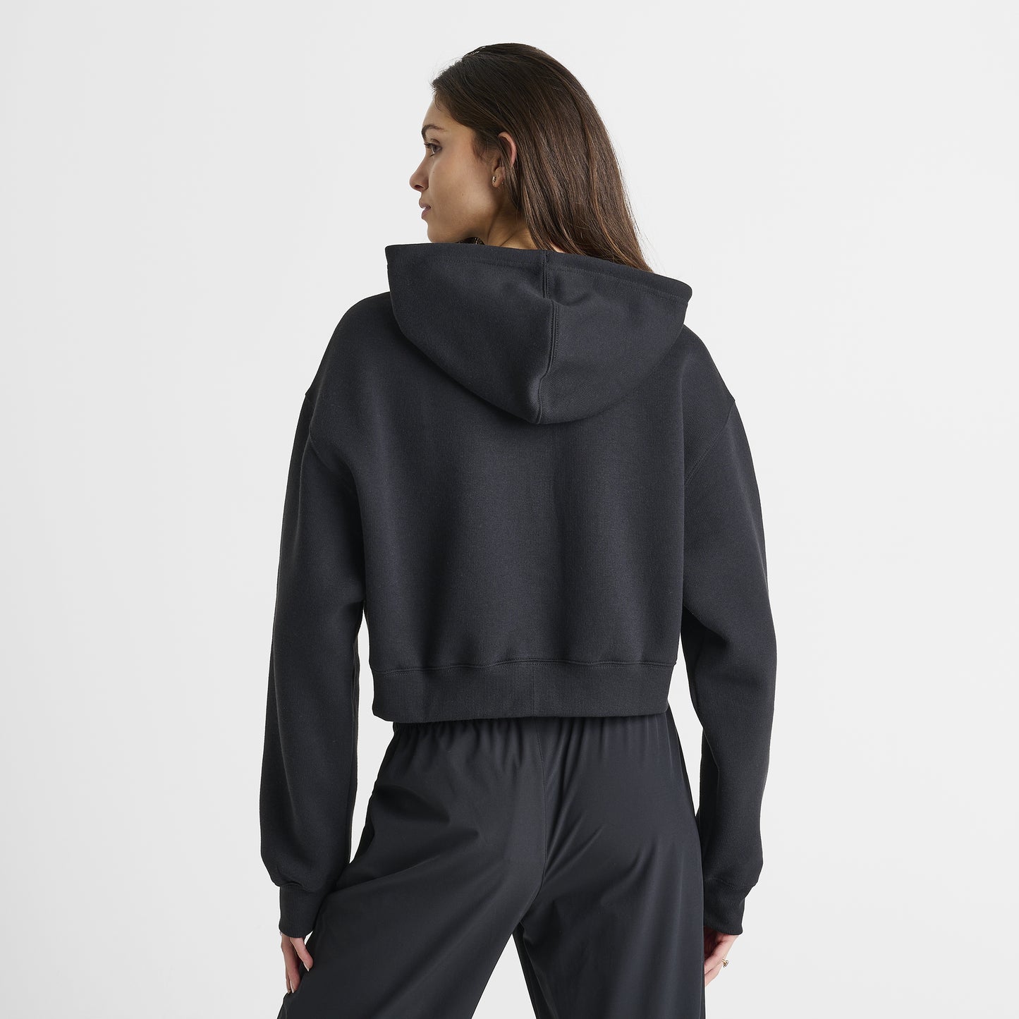 New Balance Women's Linear Crop Full Zip Hoodie Black
