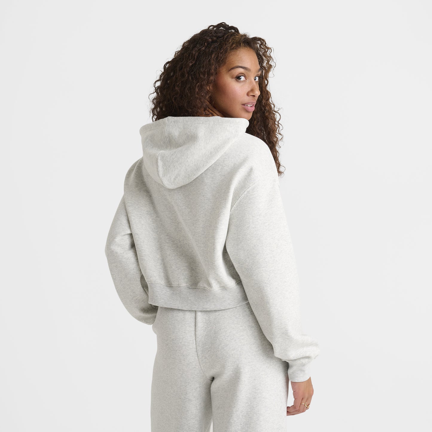 New Balance Women's Tone Crop Full-Zip Hoodie Ash Heather / Black