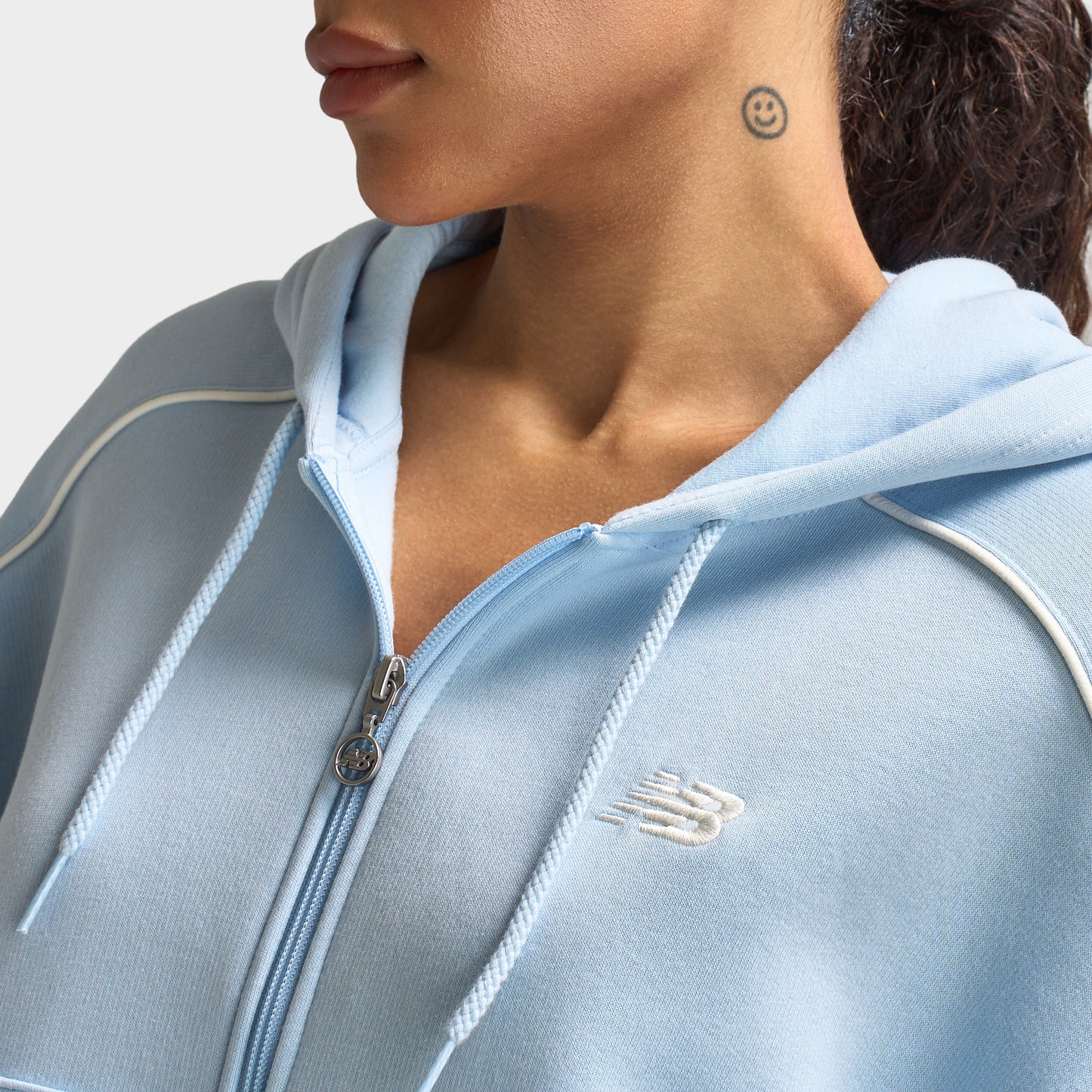 New Balance Piping Full Zip Hoodie Oxford Blue / Sea Salt