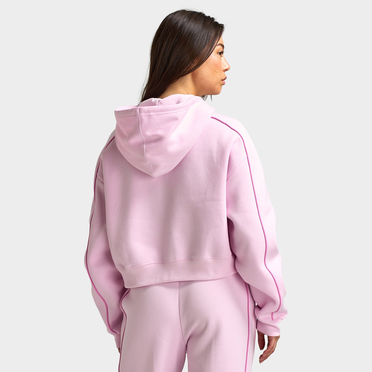 New Balance Women's Piping Full-Zip Hoodie / Light Raspberry