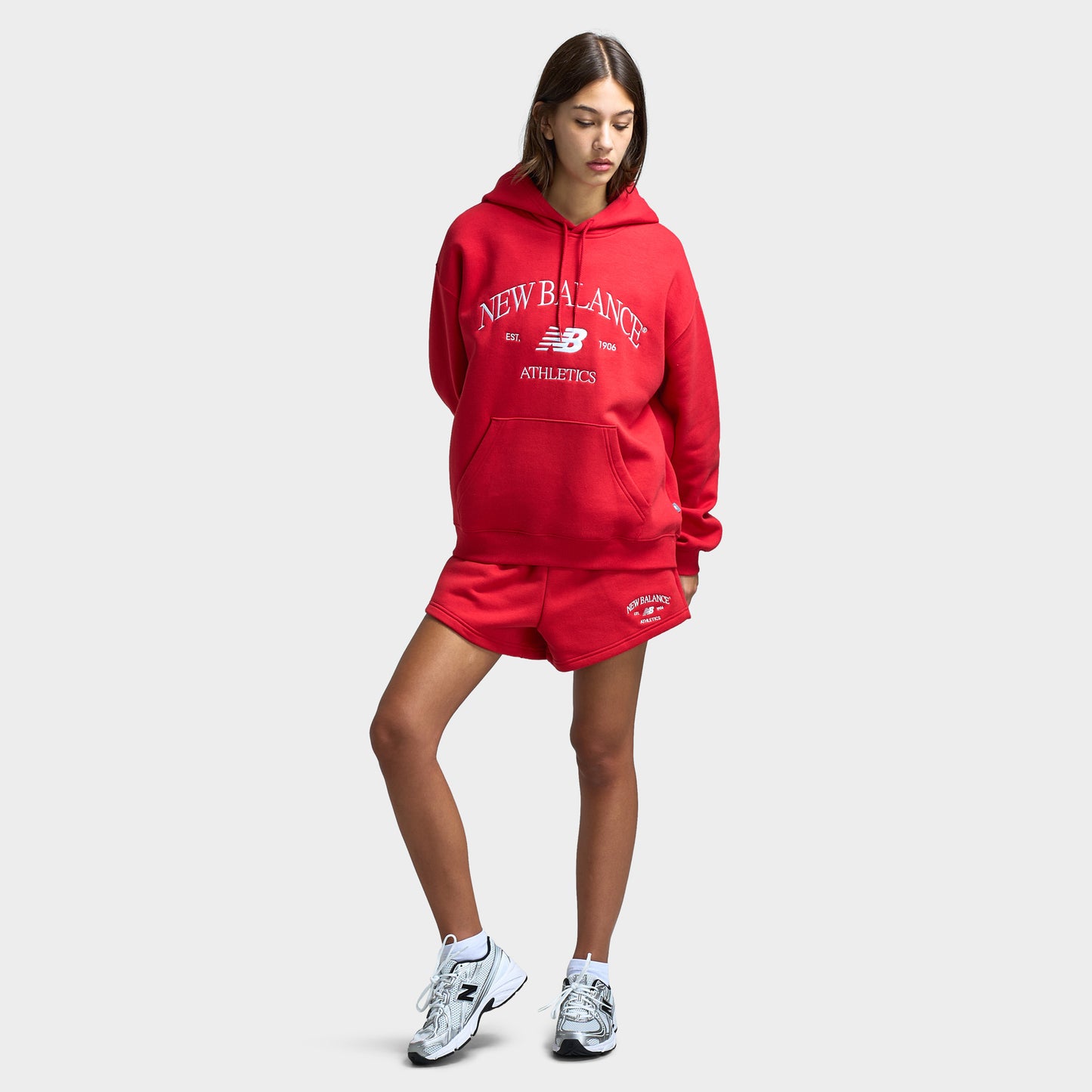 New Balance Women's Athletic Fleece Shorts / Red