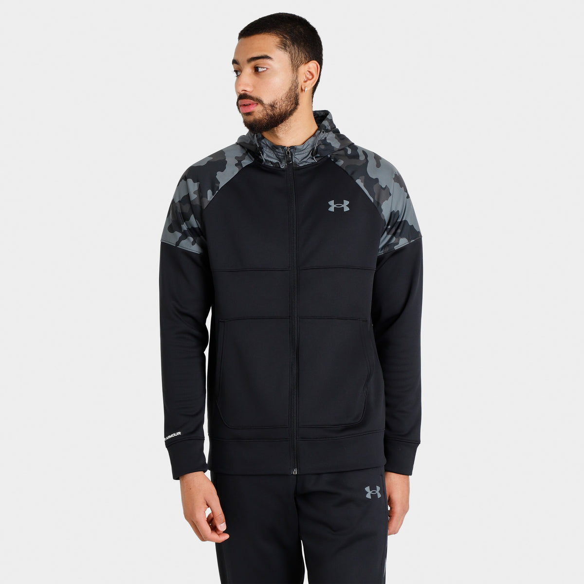 Under Armour JD Armour Fleece Full Zip Prtd Hoodie Black Pitch Gray
