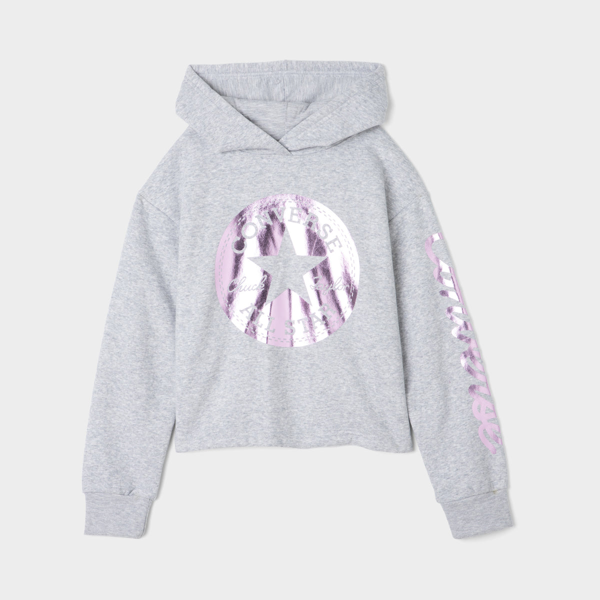 Converse Junior Girls CTP Cropped Foil Pullover Hoodie Lunar