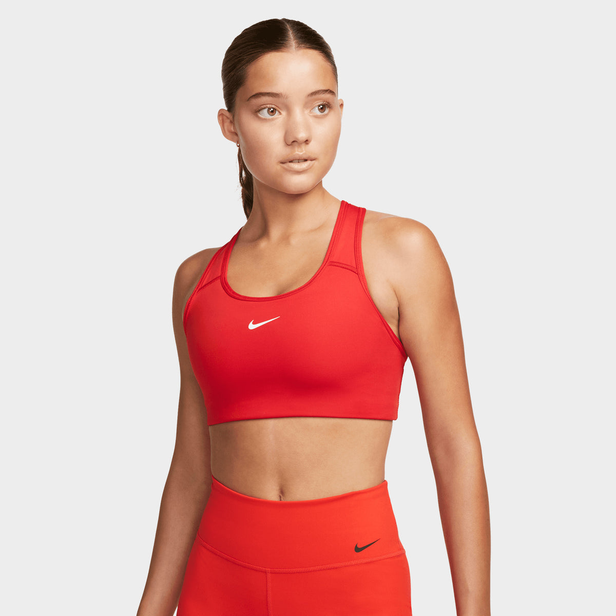 Nike Women's Dri-FIT Swoosh Medium-Support 1-Piece Pad Sports Bra  University Red / White