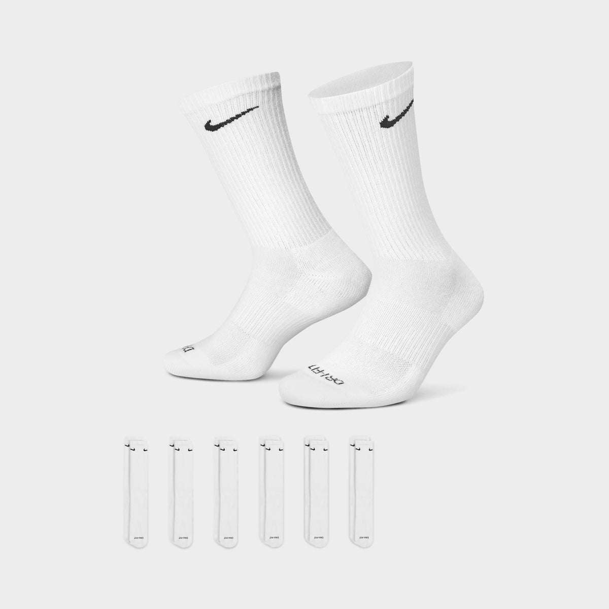 Nike Everyday Plus Cushioned Training Crew Socks (6 Pack) White / Blac