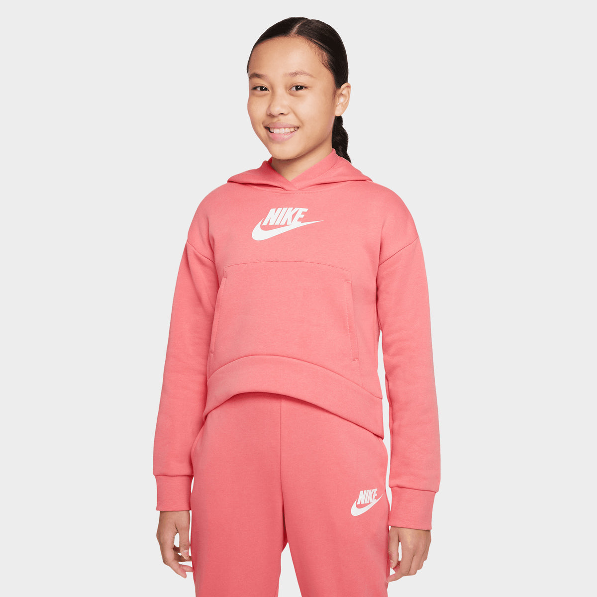 Nike Kids Sportswear Club Fleece Hoodie (Little Kids/Big Kids) (Carbon  Heather/Pink Salt) Girl's Clothing - ShopStyle