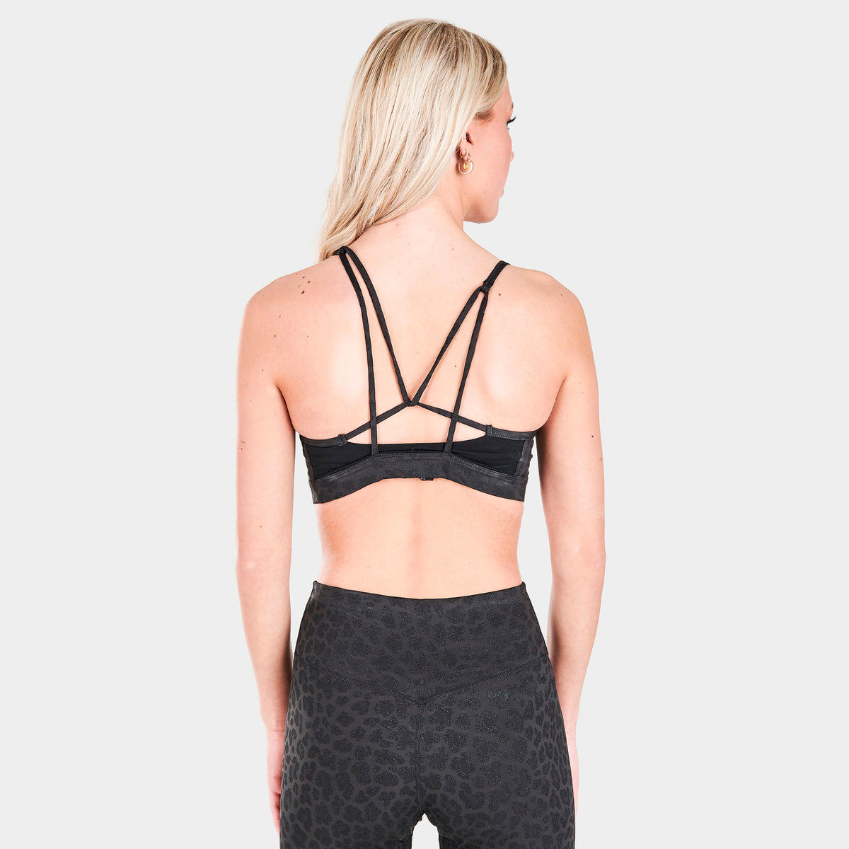 Nike Women's Dri-FIT Indy Light-Support Padded Glitter Sports Bra Off-Noir  / Black - White