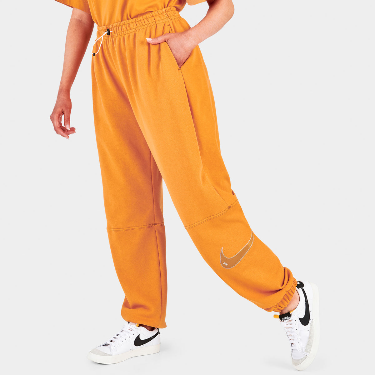 Nike Women s Sportswear Swoosh High Rise Joggers Light Curry
