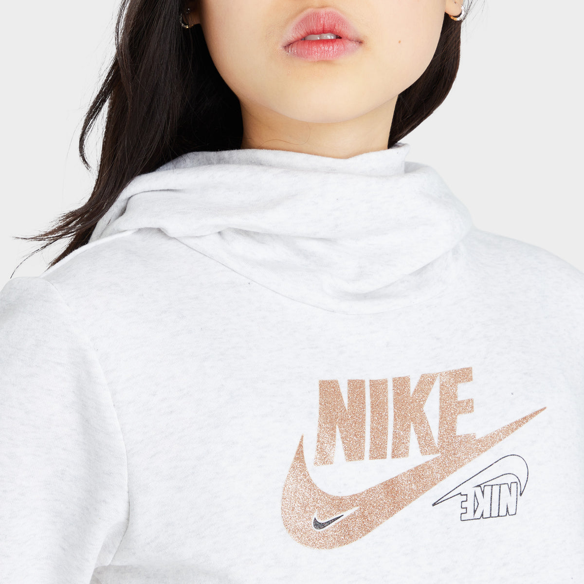Nike Women s Sportswear Club Fleece Funnel Neck Glitter Pullover