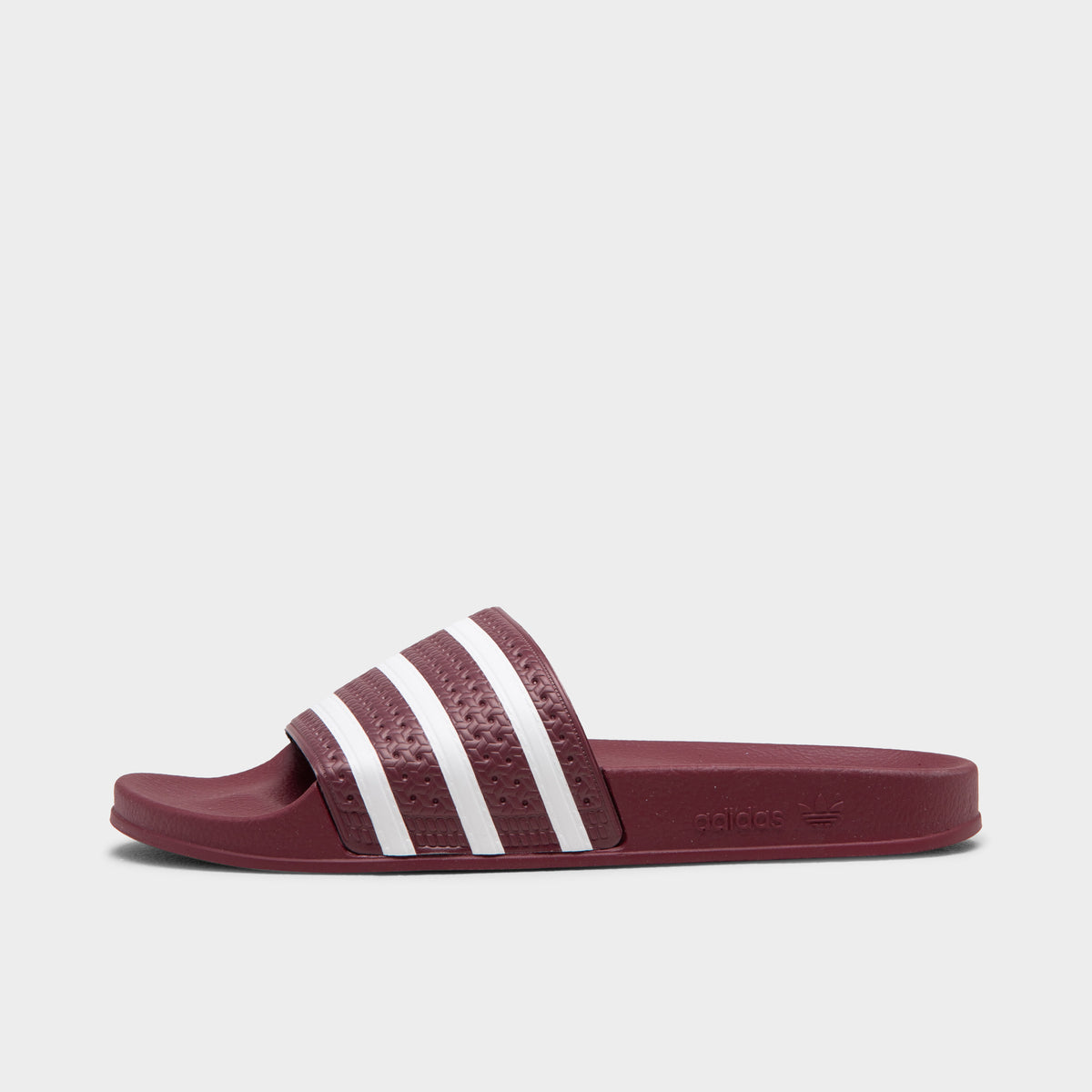 burgundy adidas slides