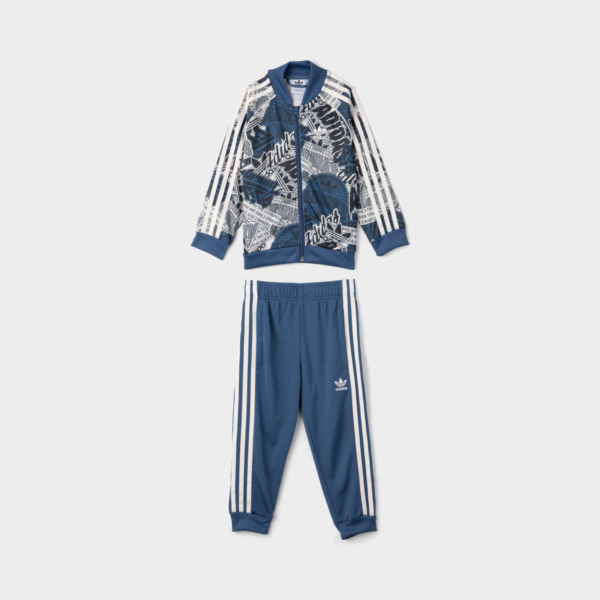 adidas Originals Childrens’ Allover Print Track Suit Wonder White / Black -  Wonder Steel