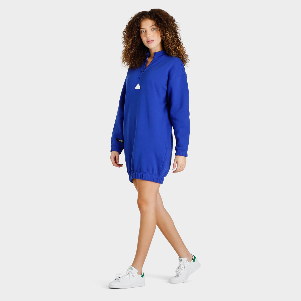 adidas Women's Sportswear Half Zip Sweat Dress / Semi Lucid Blue