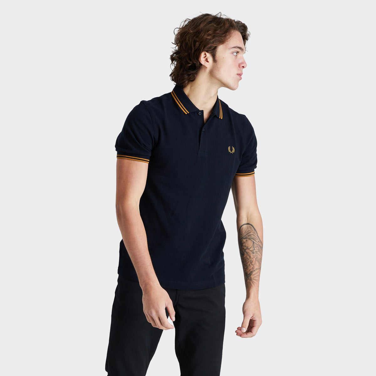 Fred Perry Twin Tipped Shirt Navy / Dark Caramel | JD Sports Canada