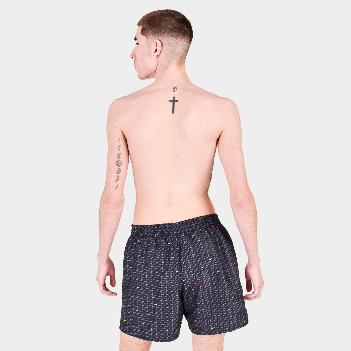 Nike Swoosh Allover Print 5 Inch Swim Shorts Black