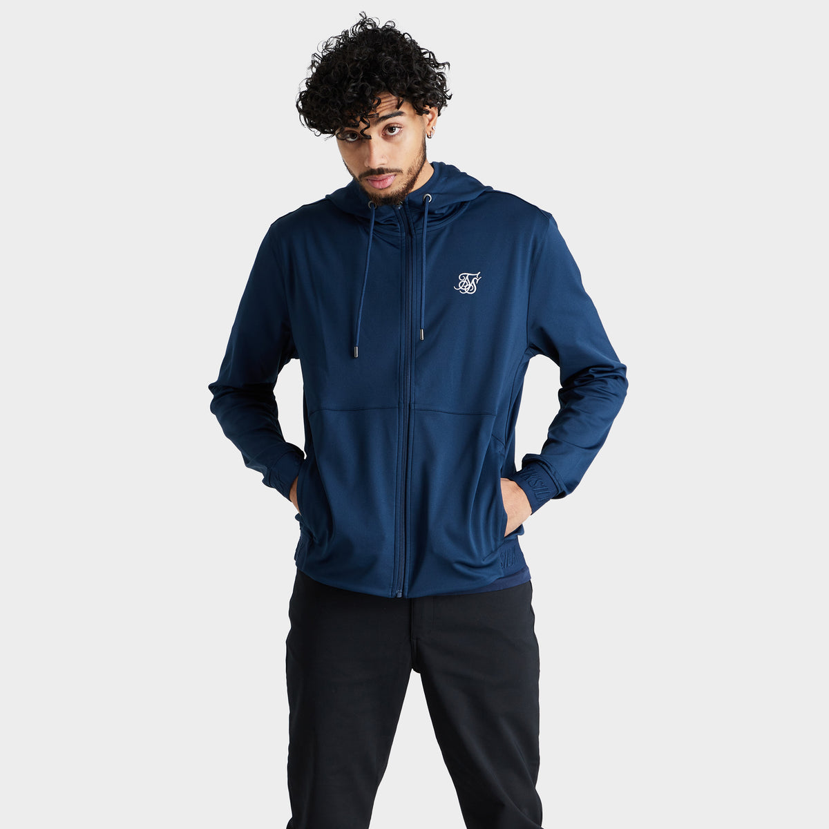 Navy zip top through hoodie
