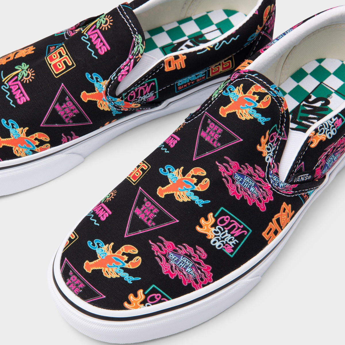 Vans Classic Slip On Black Neon JD Sports