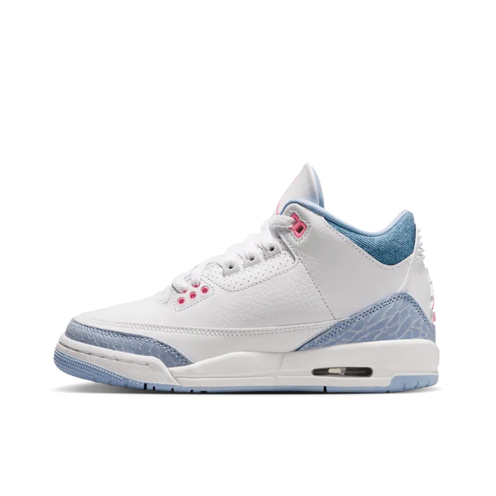 Jordan 3 Retro GS White / Pink Glow - Cobalt Bliss
