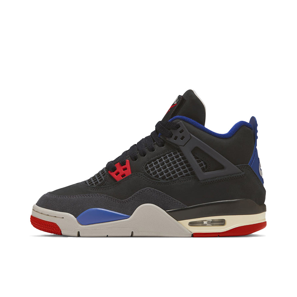 Jordan 4 Retro GS Black / Fire Red - Deep Royal Blue