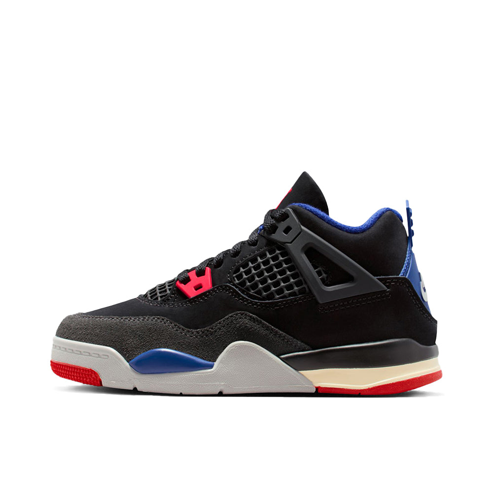 Jordan 4 Retro PS Black / Fire Red - Deep Royal Blue