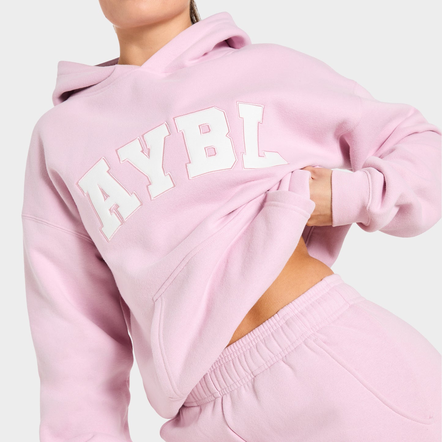AYBL Femme Chandail à Capuchon Surdimensionné Varsity 2.0 / Rose Glacé