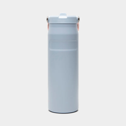 Stanley Iceflow Aerolight Flipstraw 24oz / Blue Dream rear view, light blue water bottle with blue lid and cylindrical body.