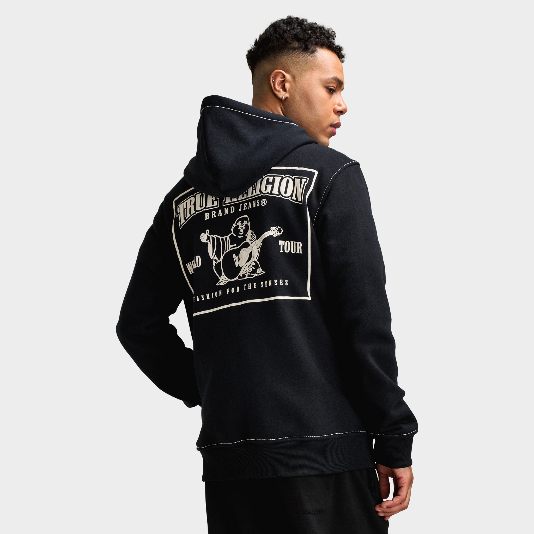 True Religion Big T Full-Zip Hoodie / Jet Black – JD Sports