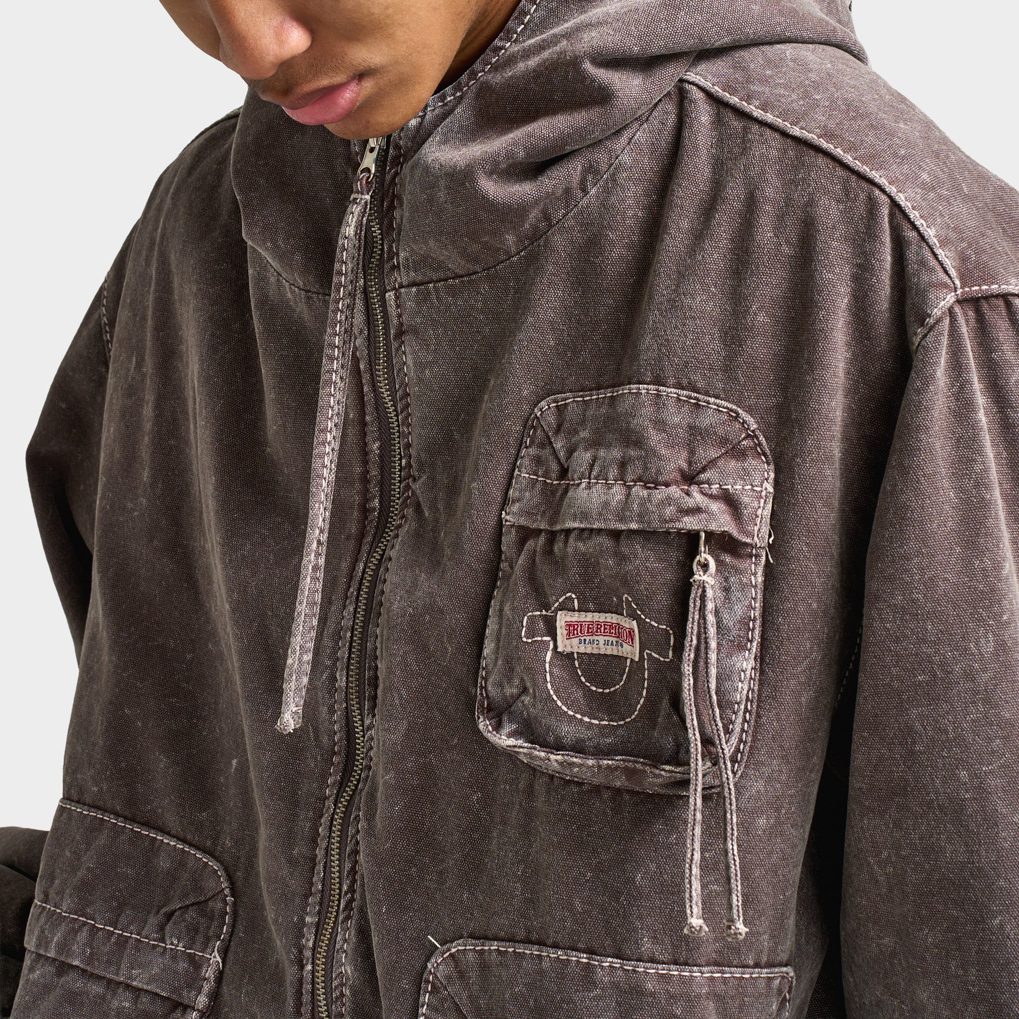 True Religion Big T Cinched Work Jacket / Brown Acid Wash – JD Sports