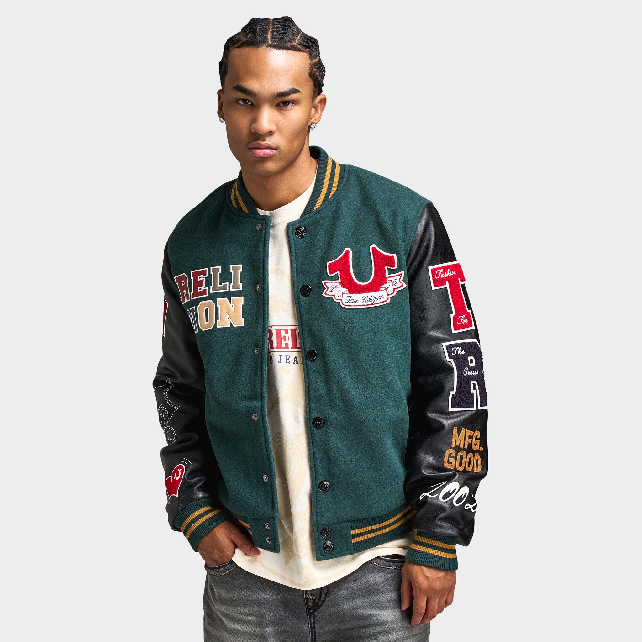 True Religion Cat Lover Varsity Jacket / Green – JD Sports