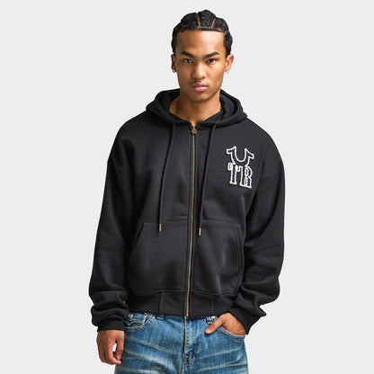 True Religion Rib Stitch Dept Chandail à Capuchon Zippé / Noir