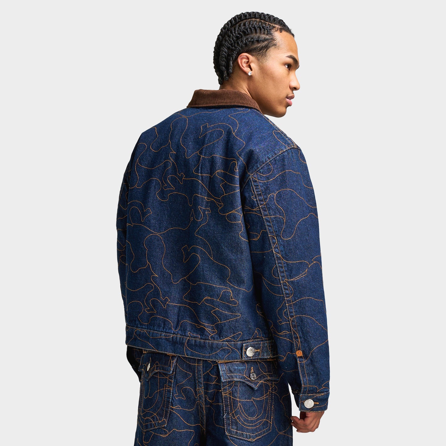 True Religion AOP Embroidered Workwear Jacket / Blue