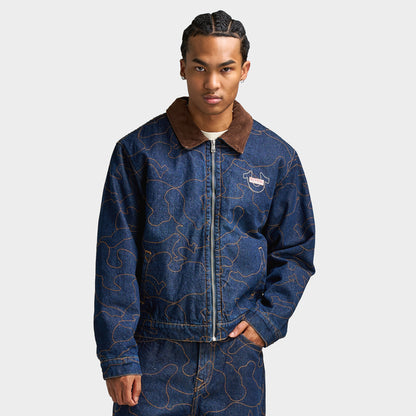 True Religion AOP Embroidered Workwear Jacket / Blue