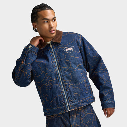 True Religion AOP Embroidered Workwear Jacket / Blue
