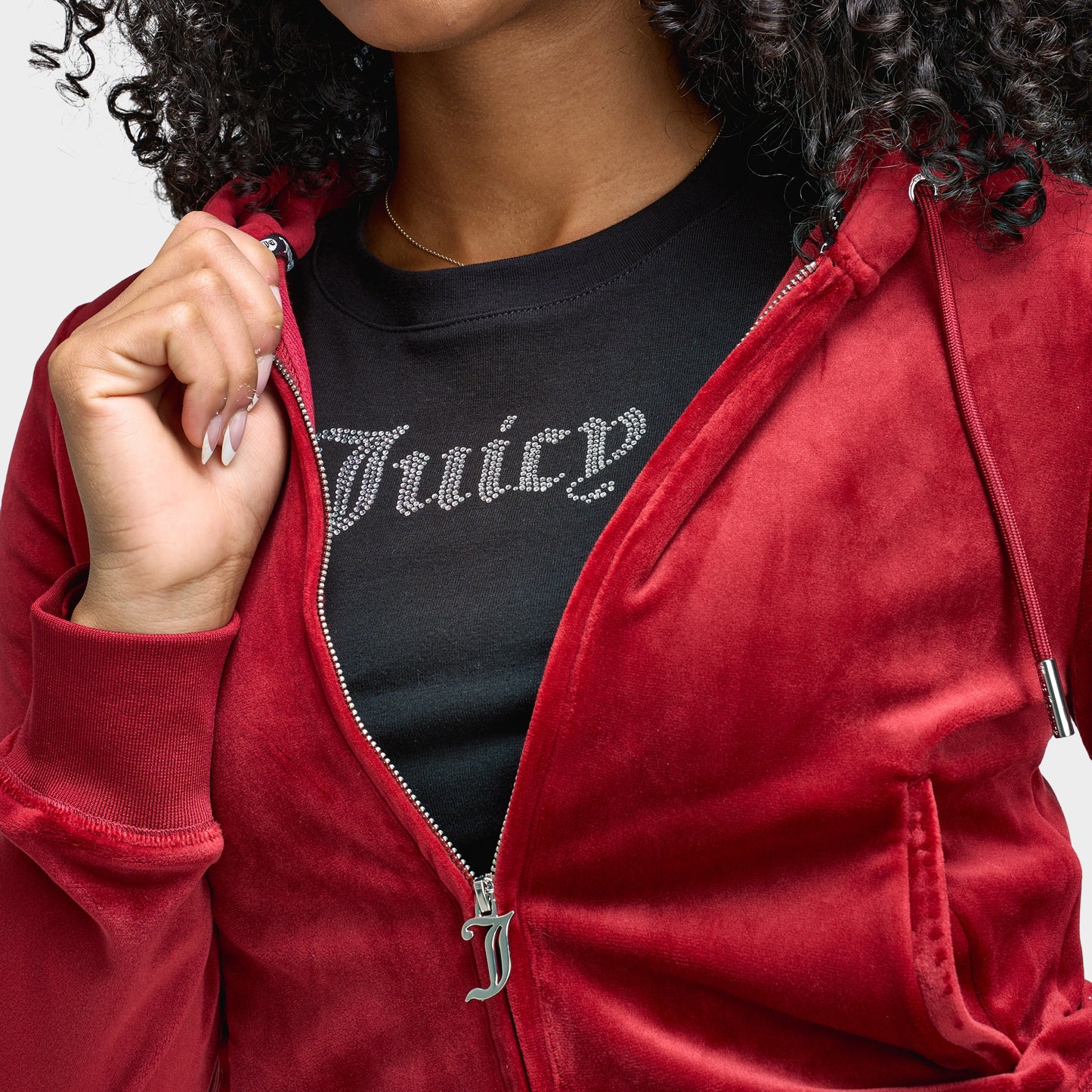 Juicy Couture Chandail à capuchon Juicy Couture OG Big Bling Fullzip / Dahlia rouge