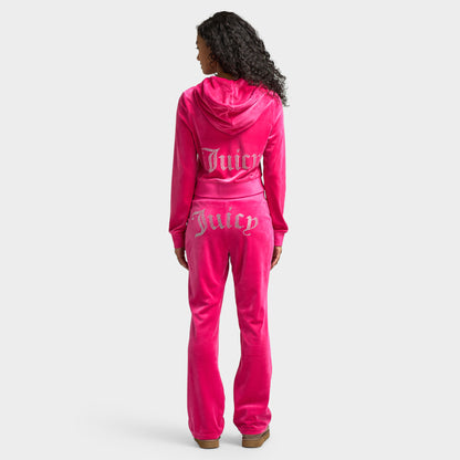 Juicy Couture Women's Big Bling Lux Velour Full Zip hoodie / Free Love