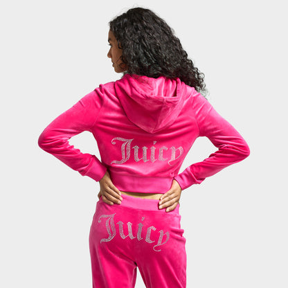 Juicy Couture Women's Big Bling Lux Velour Full Zip hoodie / Free Love