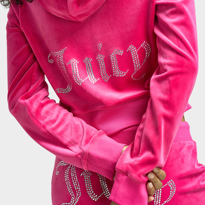 Juicy Couture Women's Big Bling Lux Velour Full Zip hoodie / Free Love