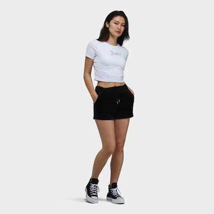 Juicy Couture Femme Classique Short Velour avec Back Bling / Liquorice