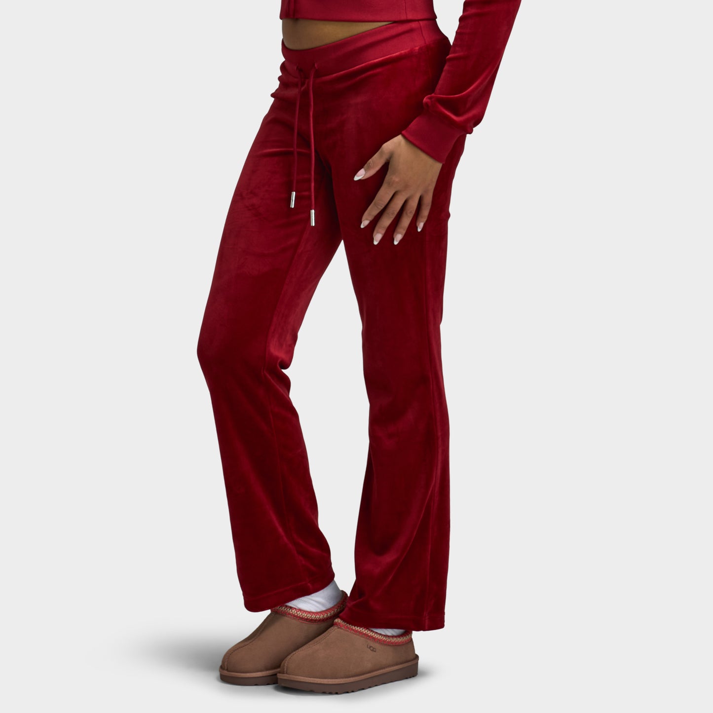 Juicy Couture OG Big Bling Pantalon en Velours  / Rouge Dahlia