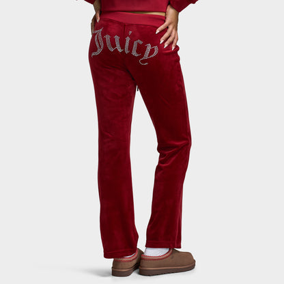 Juicy Couture OG Big Bling Pantalon en Velours  / Rouge Dahlia