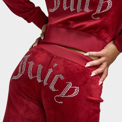Juicy Couture OG Big Bling Pantalon en Velours  / Rouge Dahlia