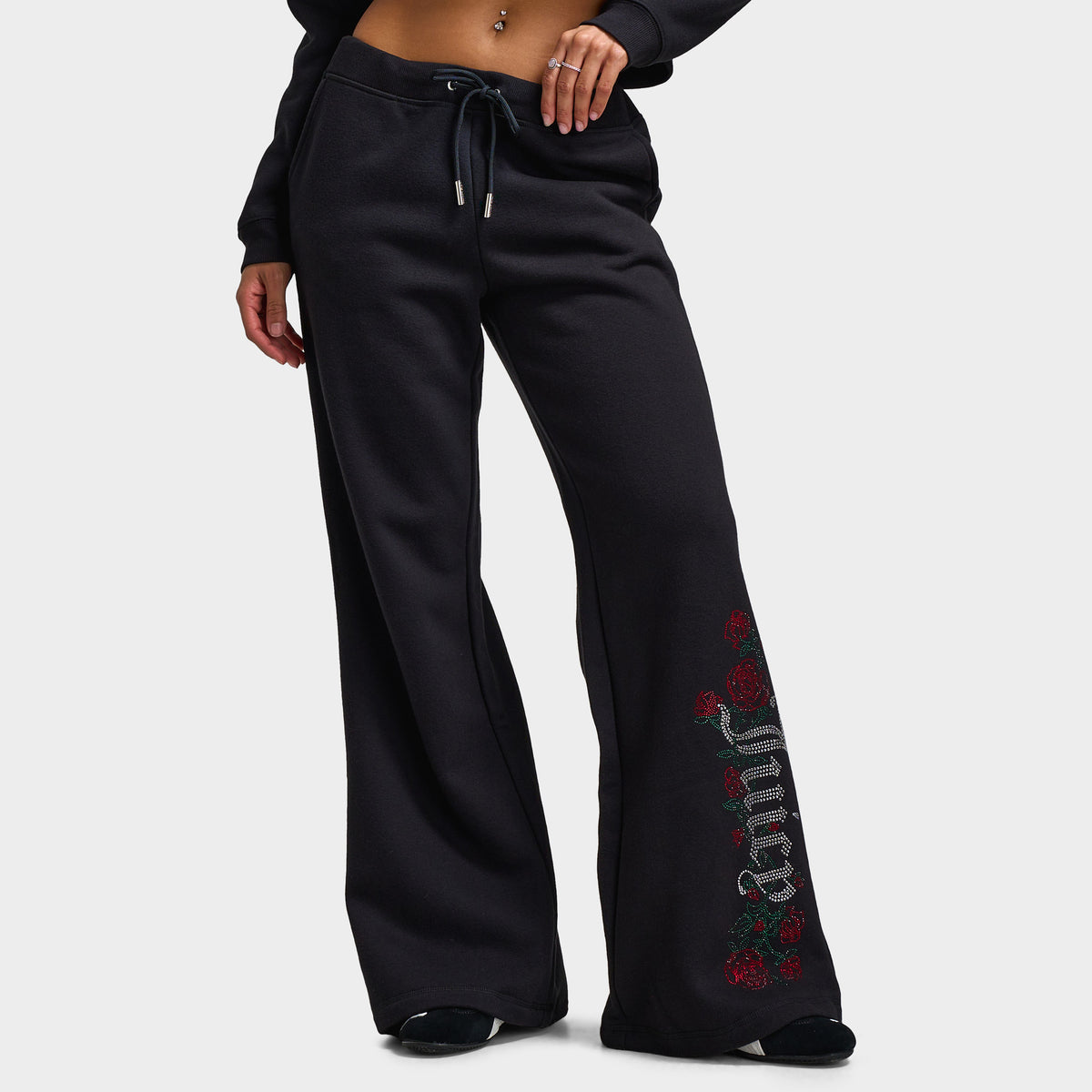 Juicy Couture Femmes Pantalon large en molleton Roses / Réglisse