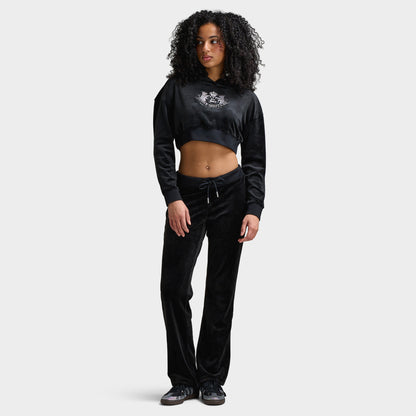 Juicy Couture Women's Luxe Velour Cropped Hoodie / Liquorice