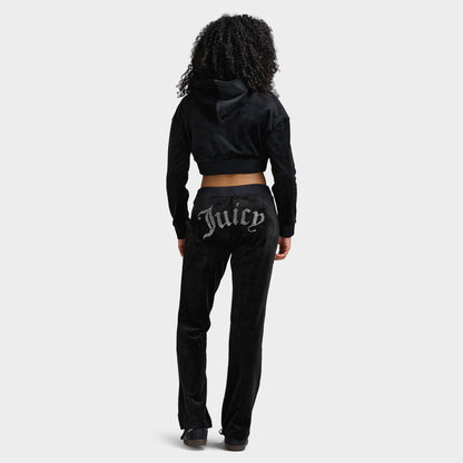Juicy Couture Women's Luxe Velour Cropped Hoodie / Liquorice