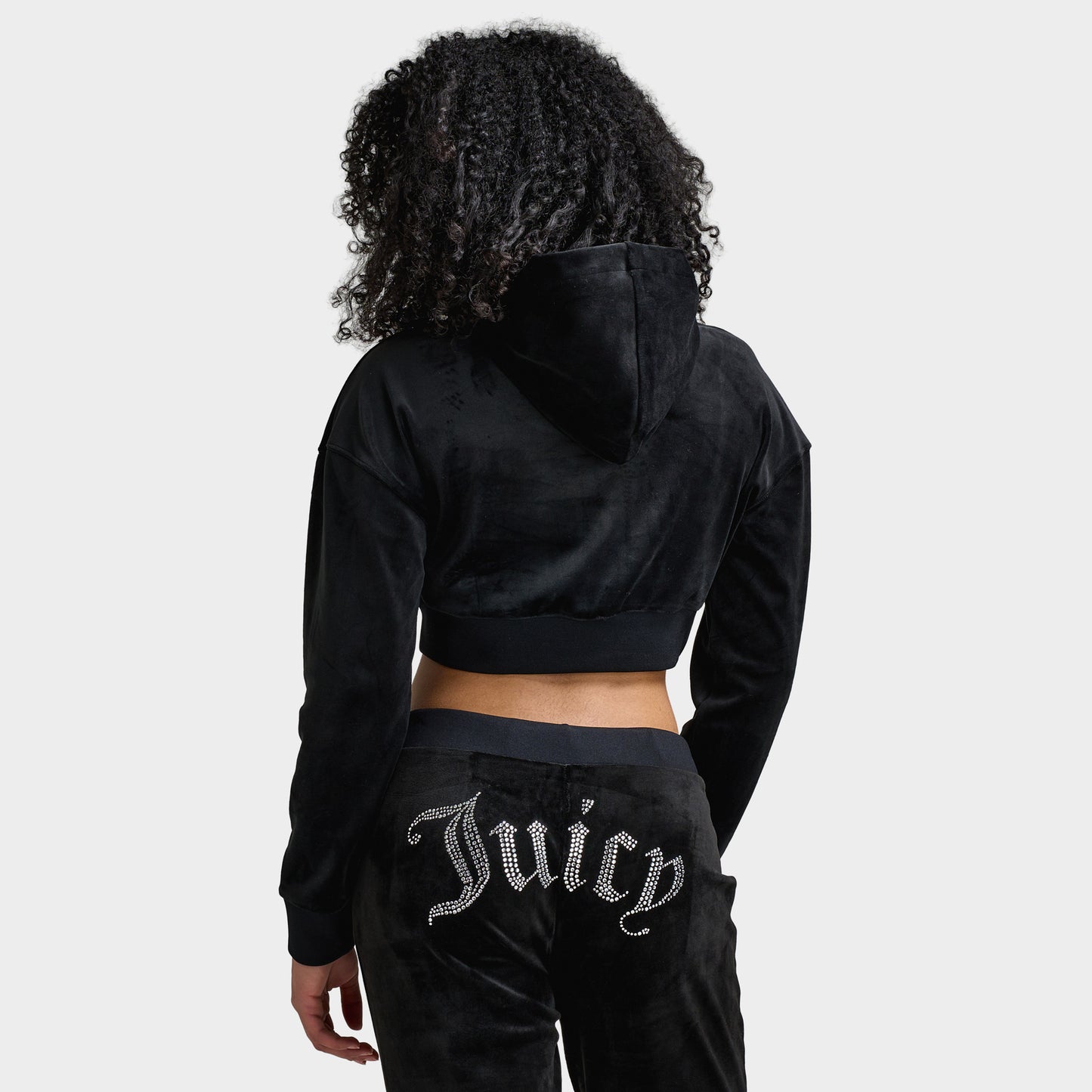 Juicy Couture Women's Luxe Velour Cropped Hoodie / Liquorice