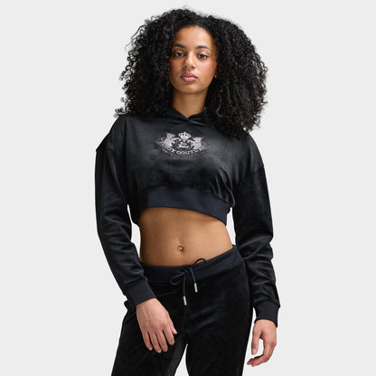 Juicy Couture Women's Luxe Velour Cropped Hoodie / Liquorice