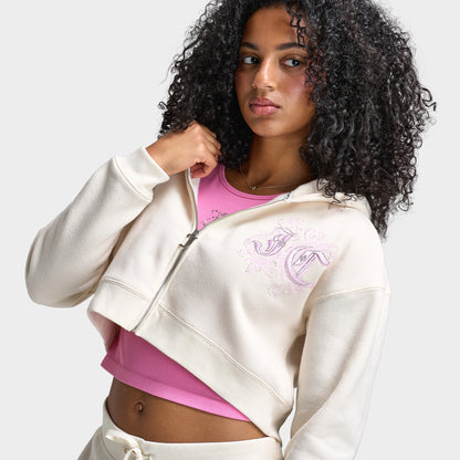 Juicy Couture Chandail à capuchon court entièrement zippé Nuage / Fleur de cerisier