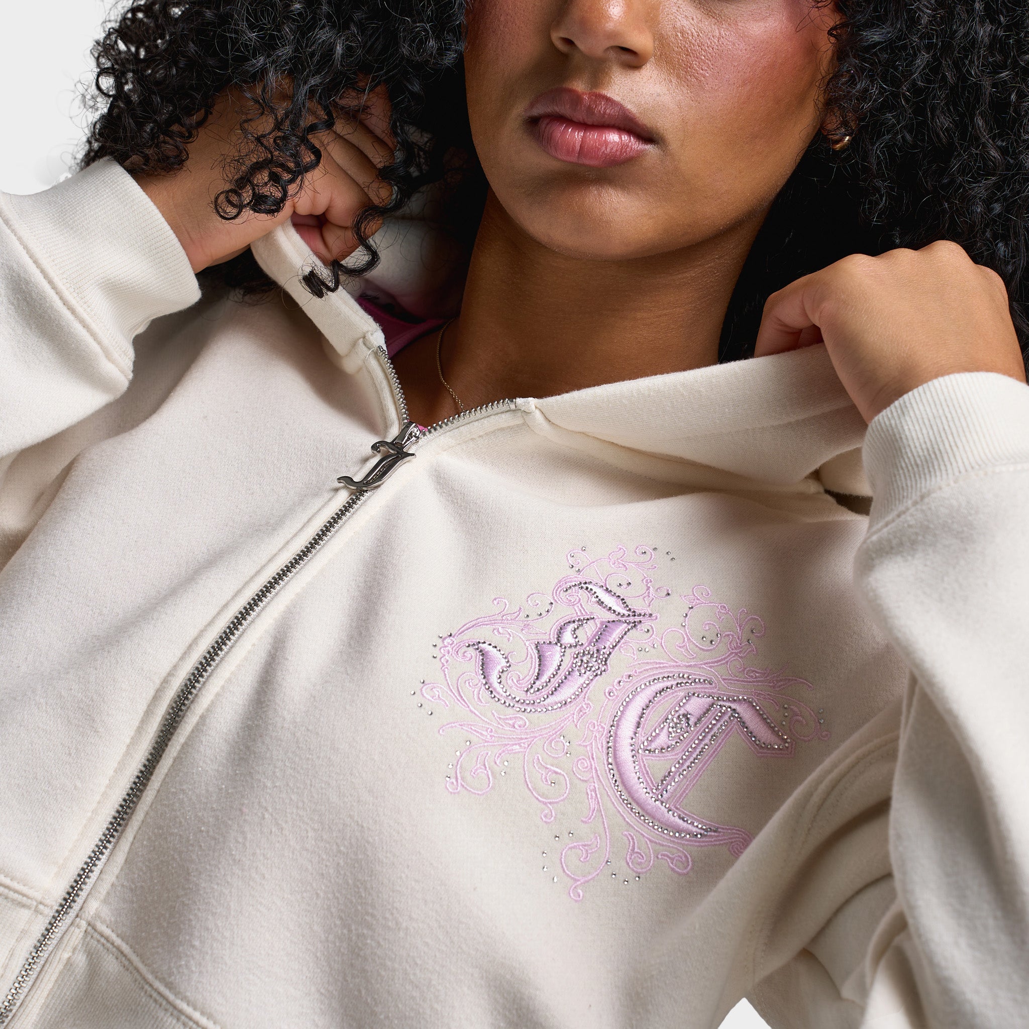 Juicy Couture Cropped Fullzip Hoodie Cloud / Cherry Blossom – JD